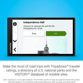 Garmin DriveSmart 66 EX TripAdvisor ratings suggest great stops along the way.