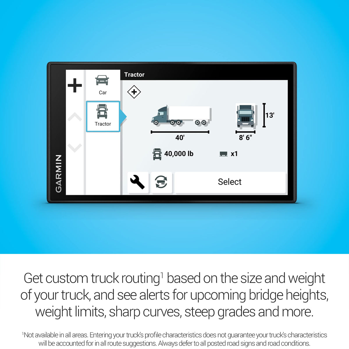 Garmin dēzl OTR610 route planner helps plan fuel and rest stops.