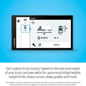 Garmin dēzl OTR610 route planner helps plan fuel and rest stops.