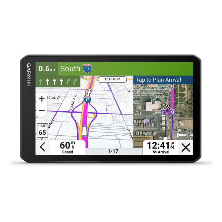 Garmin dēzl OTR720 with 7-inch touchscreen for in-cab viewing and quick route changes