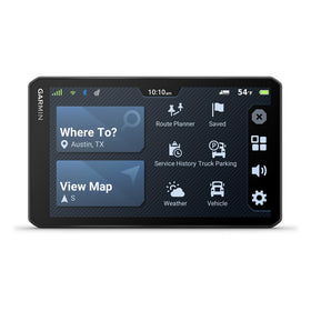 Garmin dēzl OTR720 showing custom truck routing based on vehicle size and weight