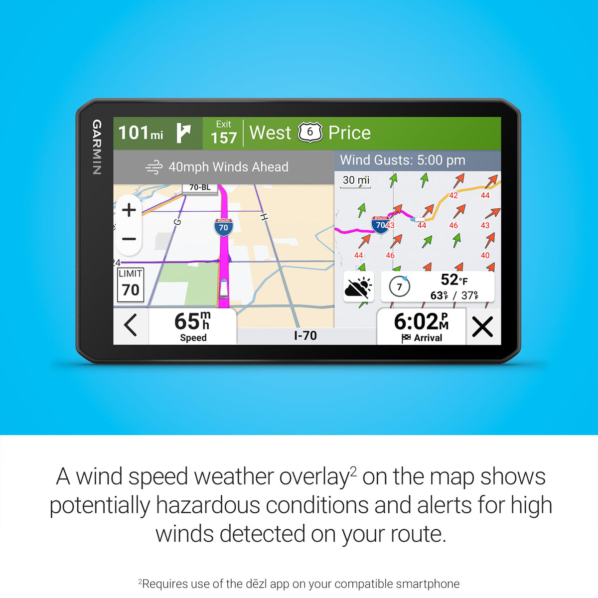 Garmin dēzl OTR720 PrePass notifications aid at weigh stations