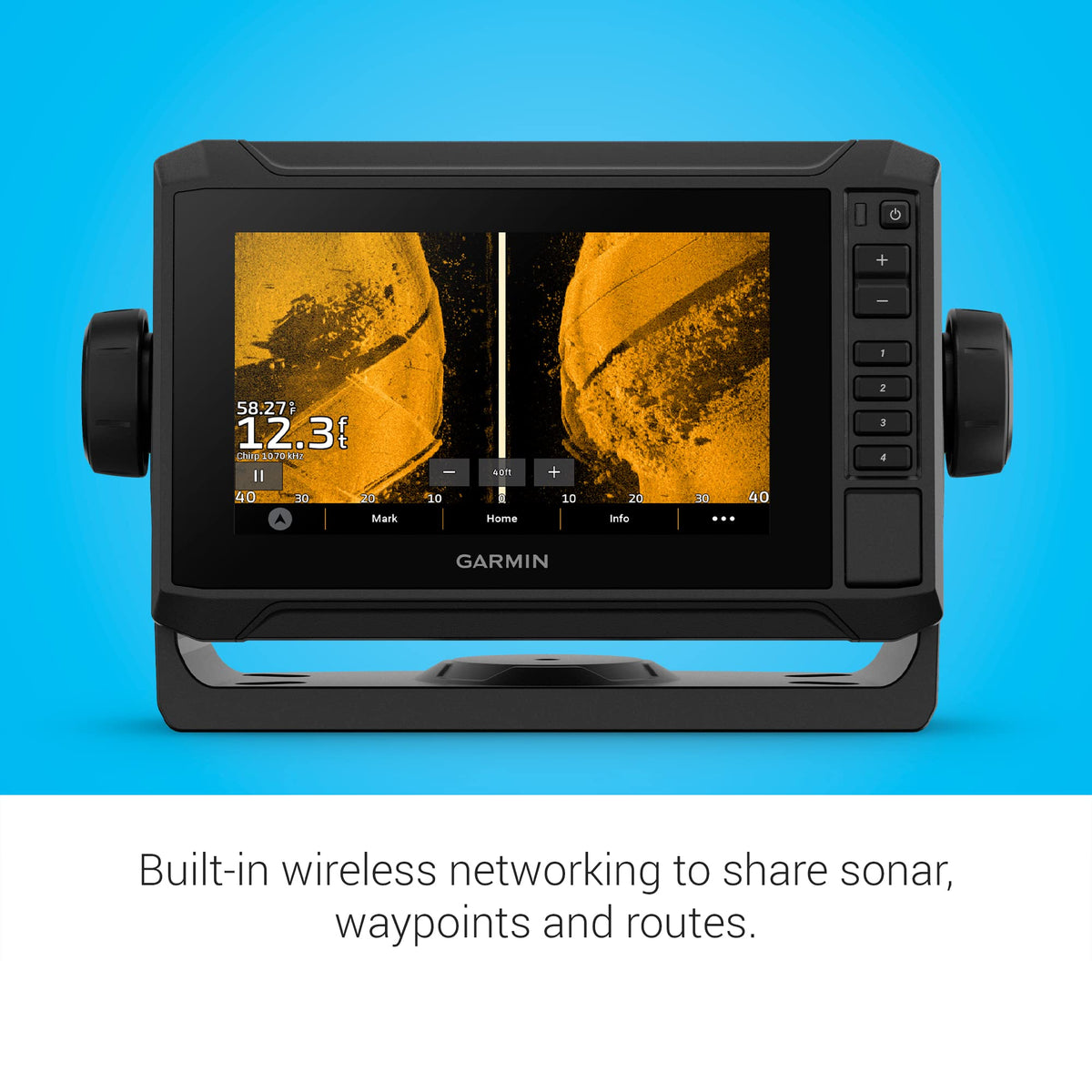 Garmin Echomap UHD2 supports LiveScope for real time scanning.