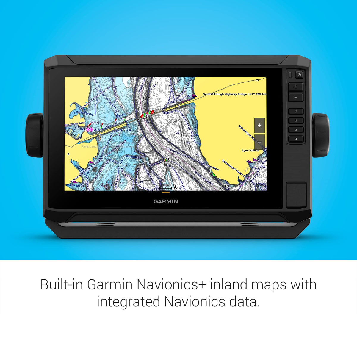 Garmin ECHOMAP UHD2 Wi-Fi sharing enables wireless sonar, waypoints, and routes.