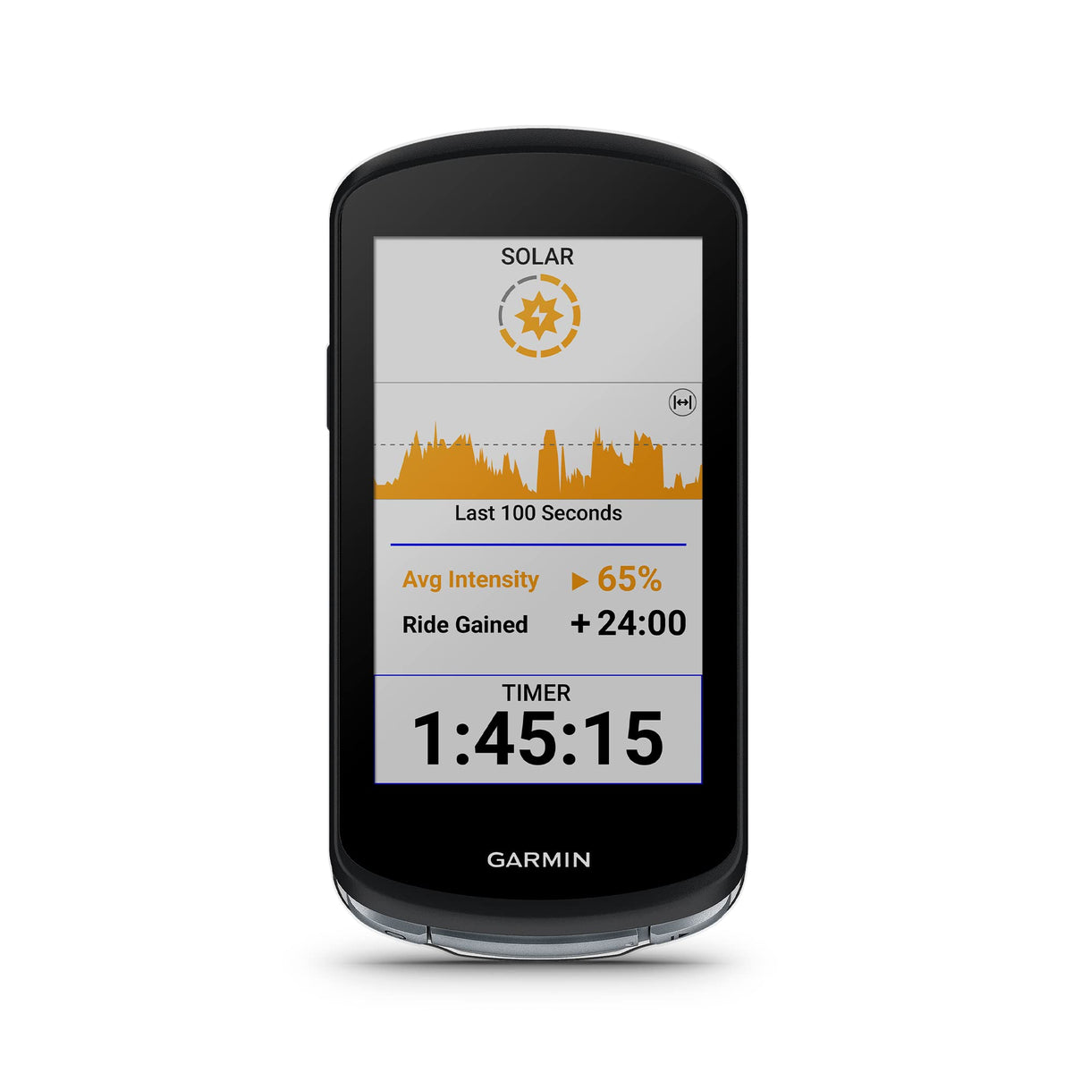 Garmin Edge 1040 Solar on-bike interface enabling quick data access on trails