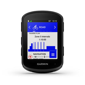 Garmin Edge 840 on handlebars for compact navigation during road rides.
