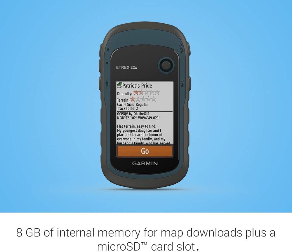 Garmin eTrex 22x Topo Active maps for cycling and hiking routes.