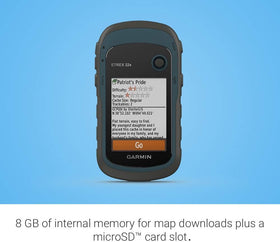 Garmin eTrex 22x Topo Active maps for cycling and hiking routes.