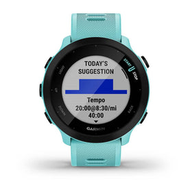 Garmin Forerunner 55 GPS tracking highlights precise route mapping.
