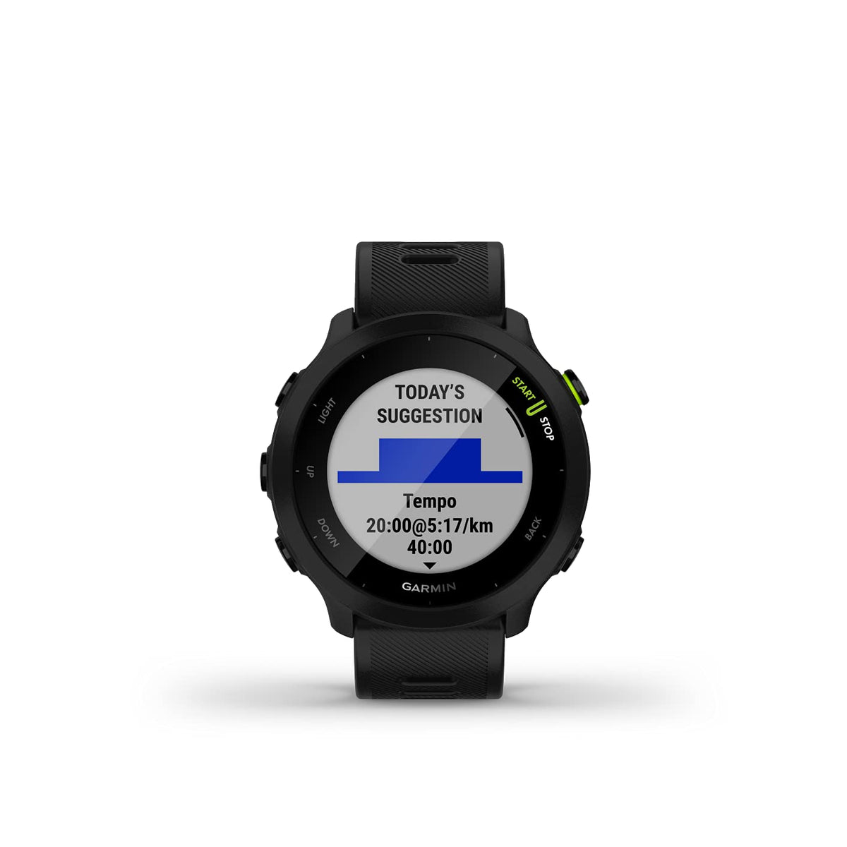 Garmin Forerunner 55 shows respiration and intensity metrics for wellness awareness