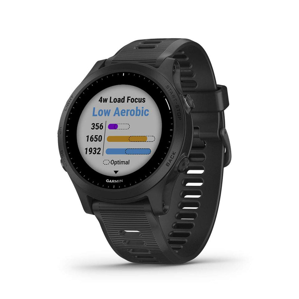 Garmin Forerunner 945 on wrist with a crisp display for accurate tracking during workouts.