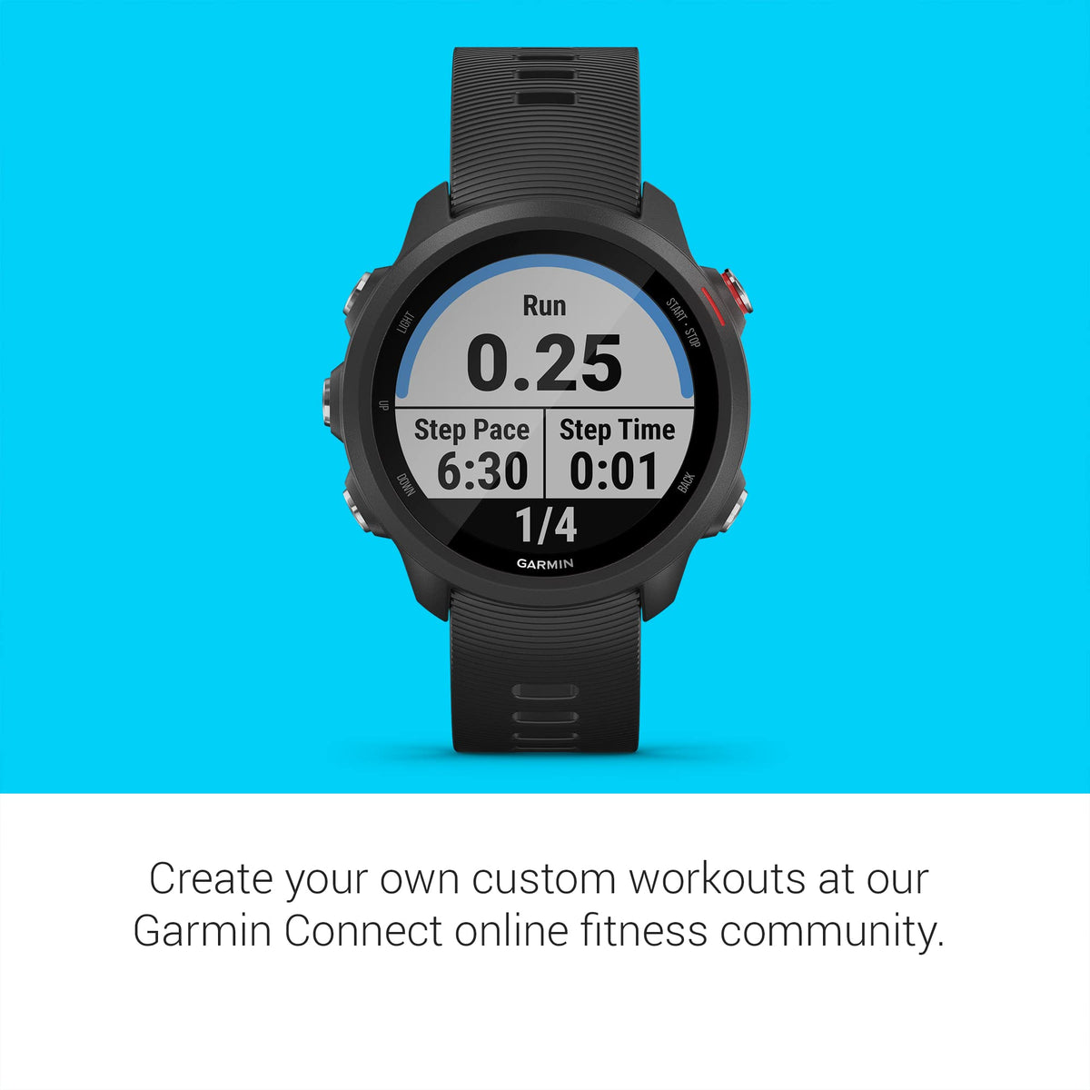 Garmin Forerunner 245 Music offers adaptive Garmin Coach plans for workouts.