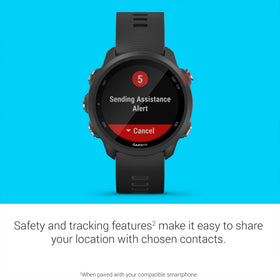 Garmin Forerunner 245 Music demonstrates incident detection safety during activities.