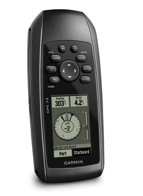 Garmin GPS 73 marine features icons highlighting MOB and alarms.