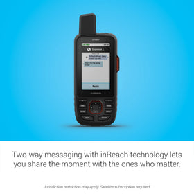 Garmin GPSMAP 67i interactive SOS with Garmin Response for emergencies.