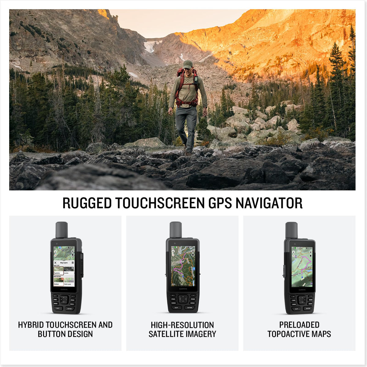 Garmin GPSMAP H1 preloaded TopoActive maps and satellite imagery aid navigation