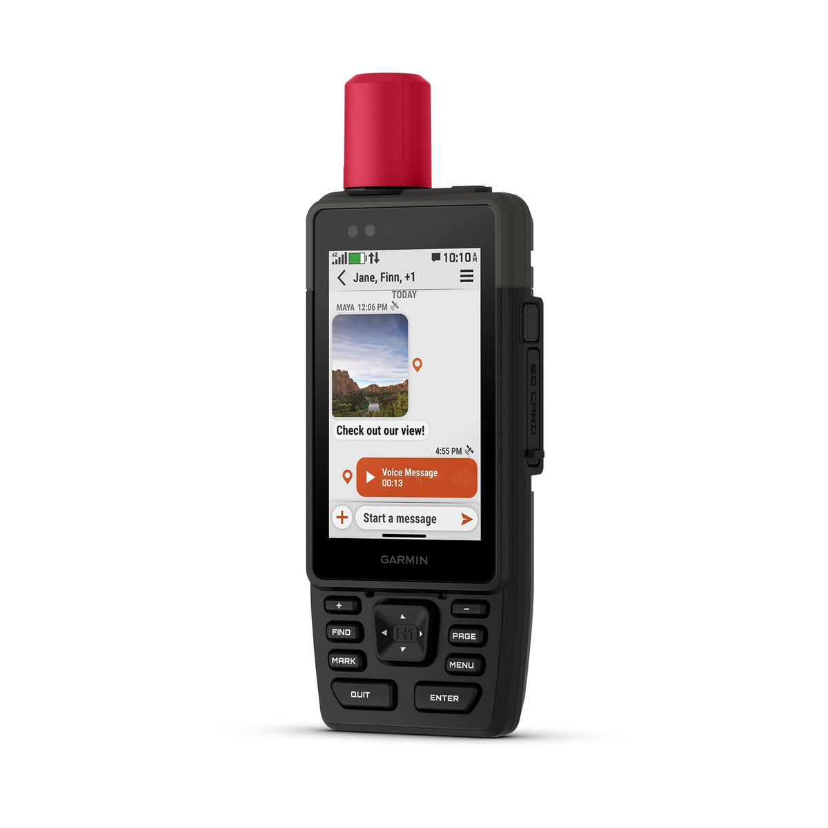 Garmin GPSMAP H1i Plus front view showcases rugged handheld design for remote navigation.