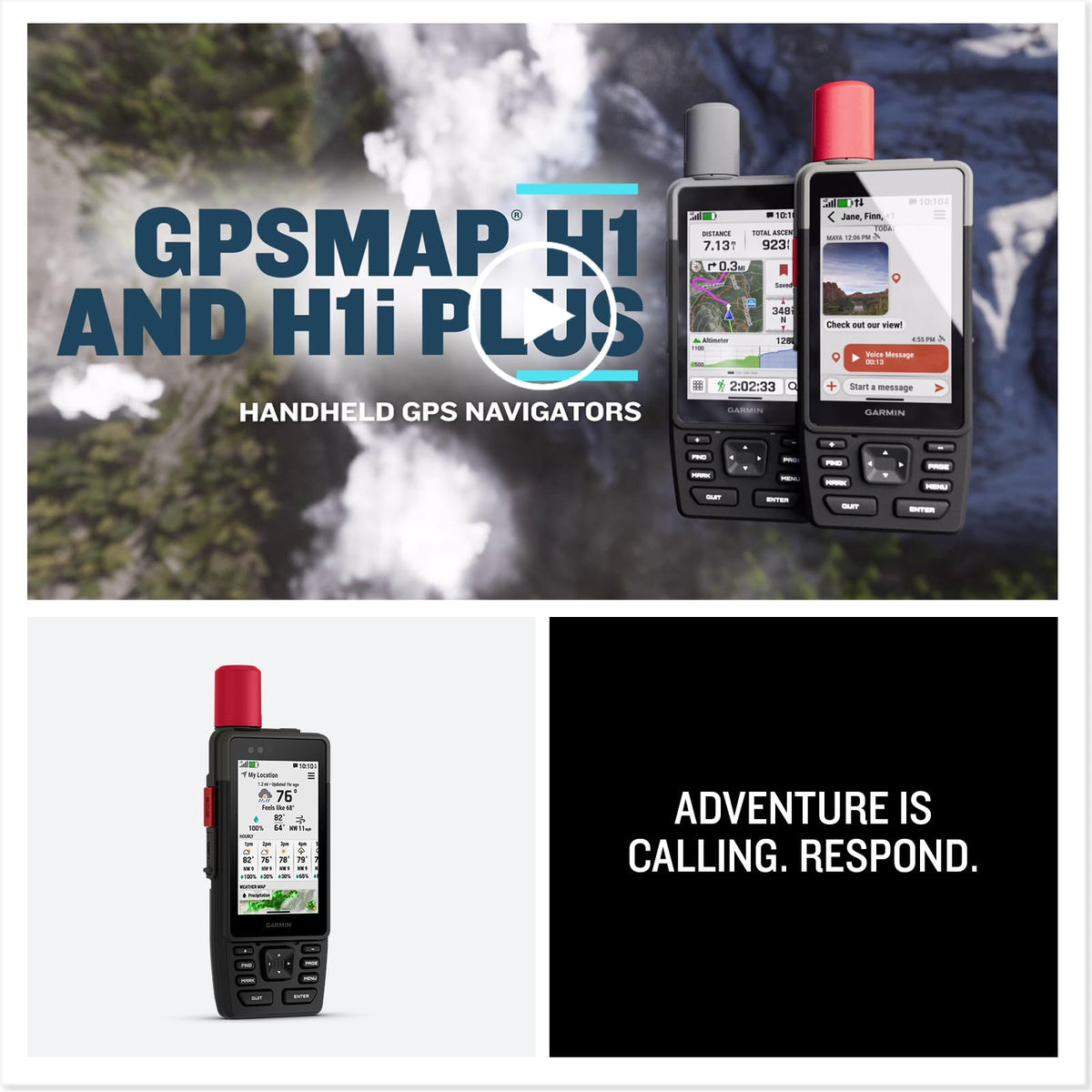 Garmin GPSMAP H1i Plus SOS and flashlight features enhance safety and visibility.