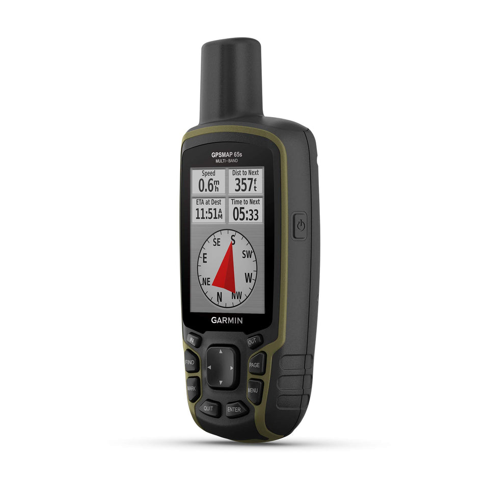 Garmin GPSMAP 65s display in sunlight with a readable 2.6-inch screen for outdoors.