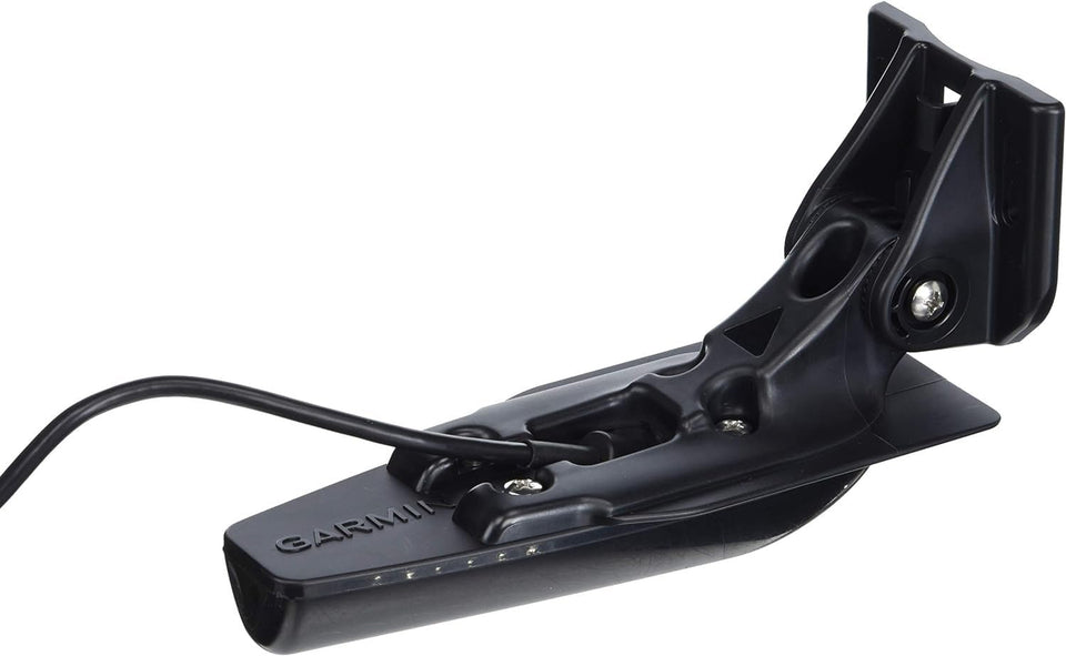 Garmin GT20-TM transducer transom mount showing reliable depth readings for anglers.