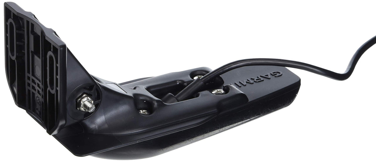 Garmin GT20-TM transducer on trolling motor mount enabling steady scanning while drifting.