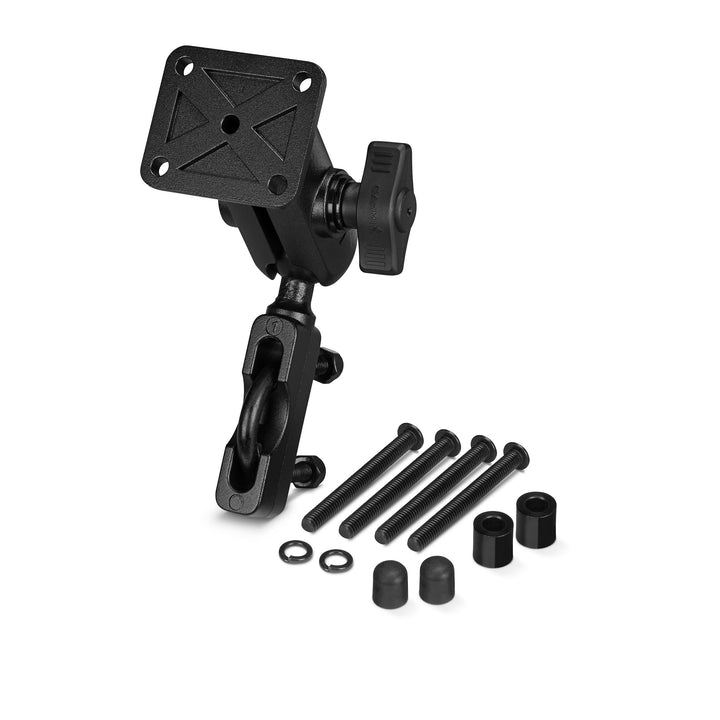 Garmin handlebar mount kit front view showing clamp and 1-inch ball for secure positioning