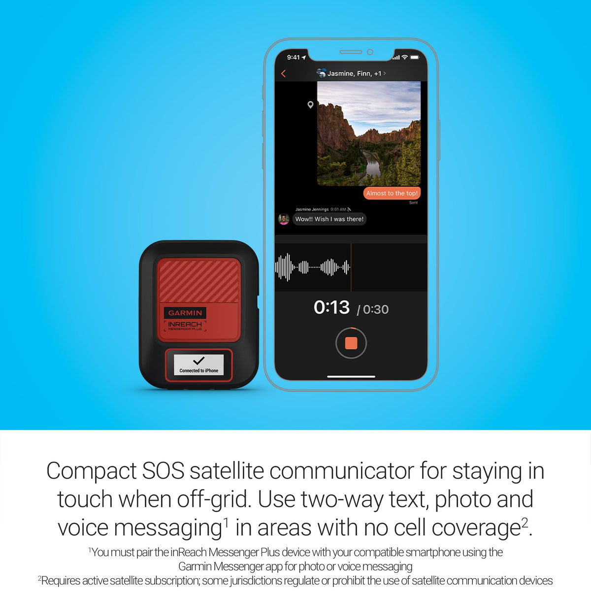 Garmin inReach Messenger Plus photo messaging for sharing adventures remotely
