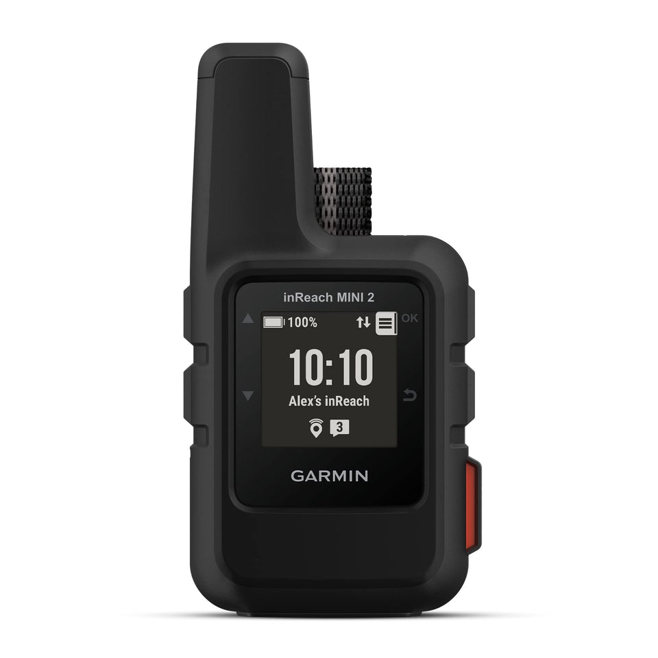 Garmin inReach Mini 2 front view showing compact, lightweight design for trails.