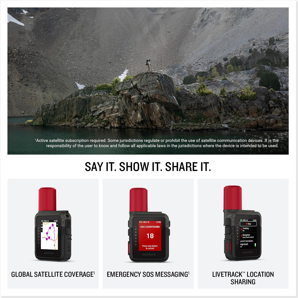 Garmin inReach Mini 3 Plus satellite communication setup demonstrates off-grid contact capabilities.