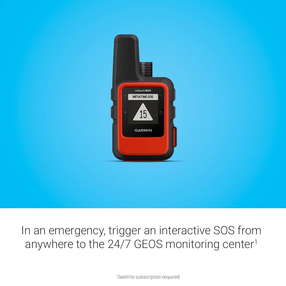Garmin inReach Mini rugged body; durable companion for adventures.