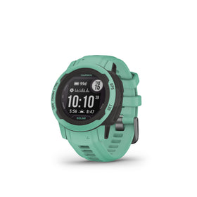 Garmin Instinct 2S Solar front view showing compact rugged watch for outdoor use.
