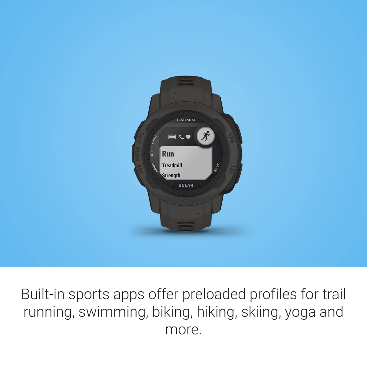 Garmin Instinct 2S Solar GPS display aids trail navigation.