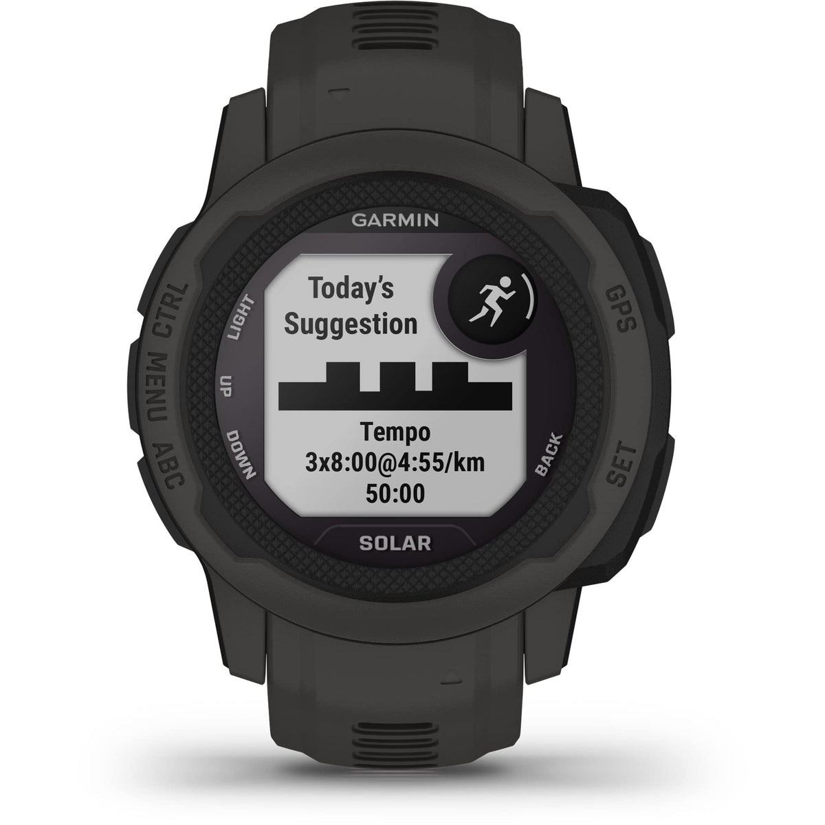 Garmin Instinct 2S Solar side profile showing compact rugged 40 mm design.