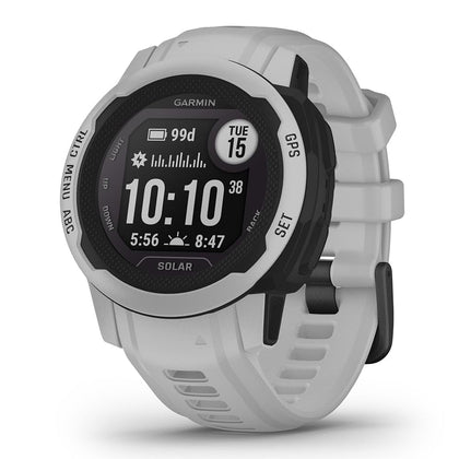 Garmin Instinct 2S Solar watch, Mist Gray, rugged outdoor companion for adventures and activities.