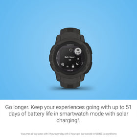 Garmin Instinct 2S Solar side profile shows compact, durable design.
