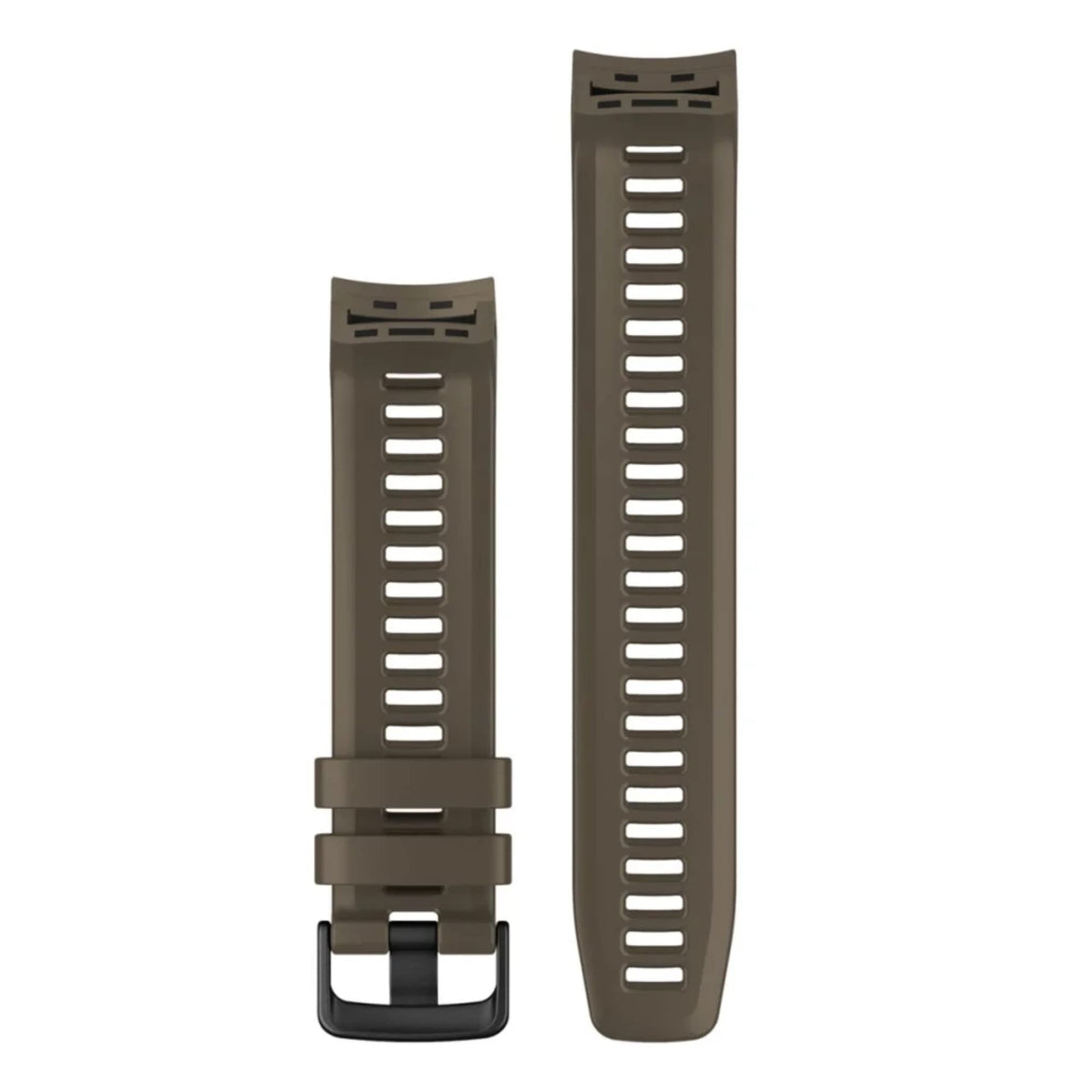 Garmin Instinct band on wrist in outdoor setting, coyote tan blends with gear for versatility