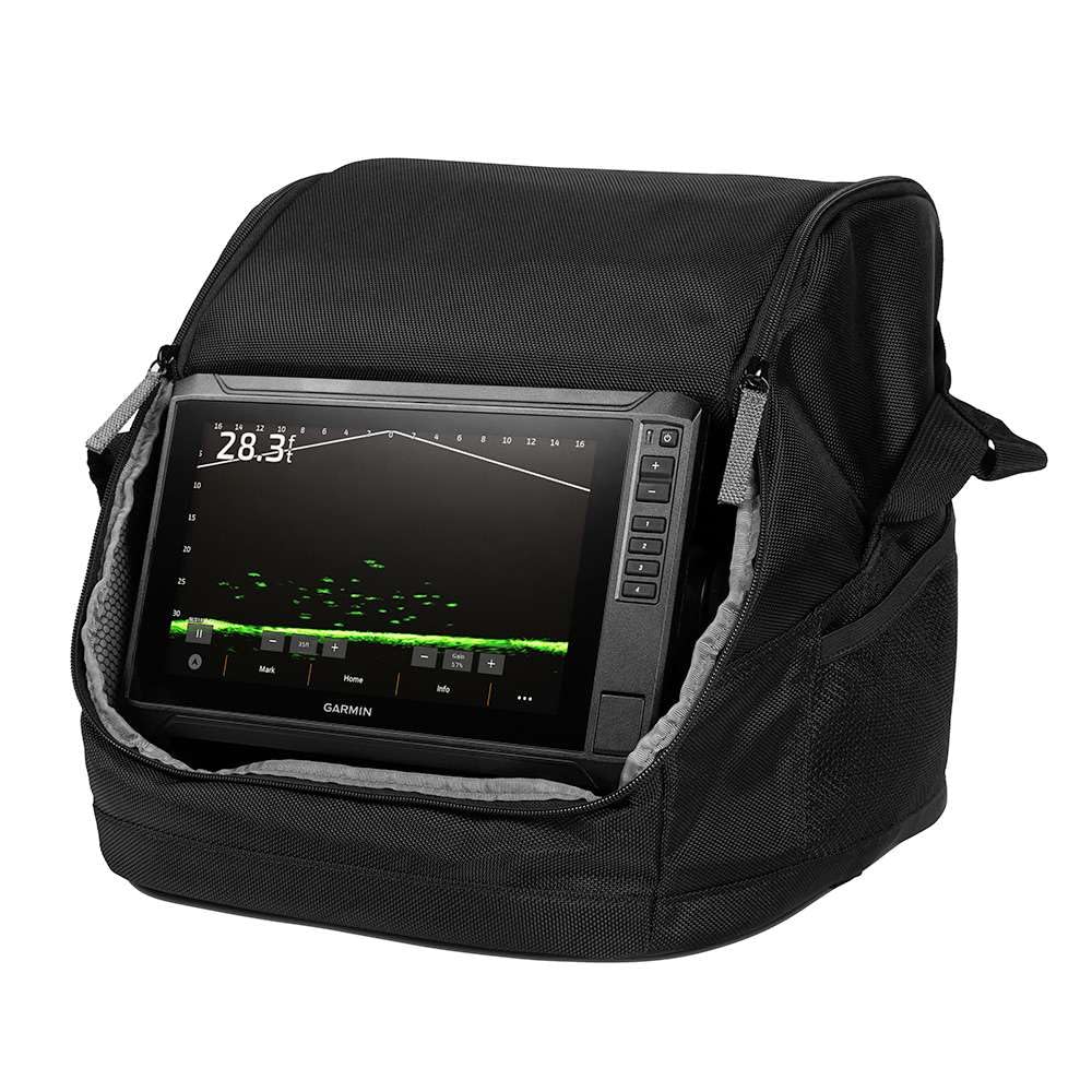 Garmin LVS34-IF transducer on swivel pole enables flexible scanning