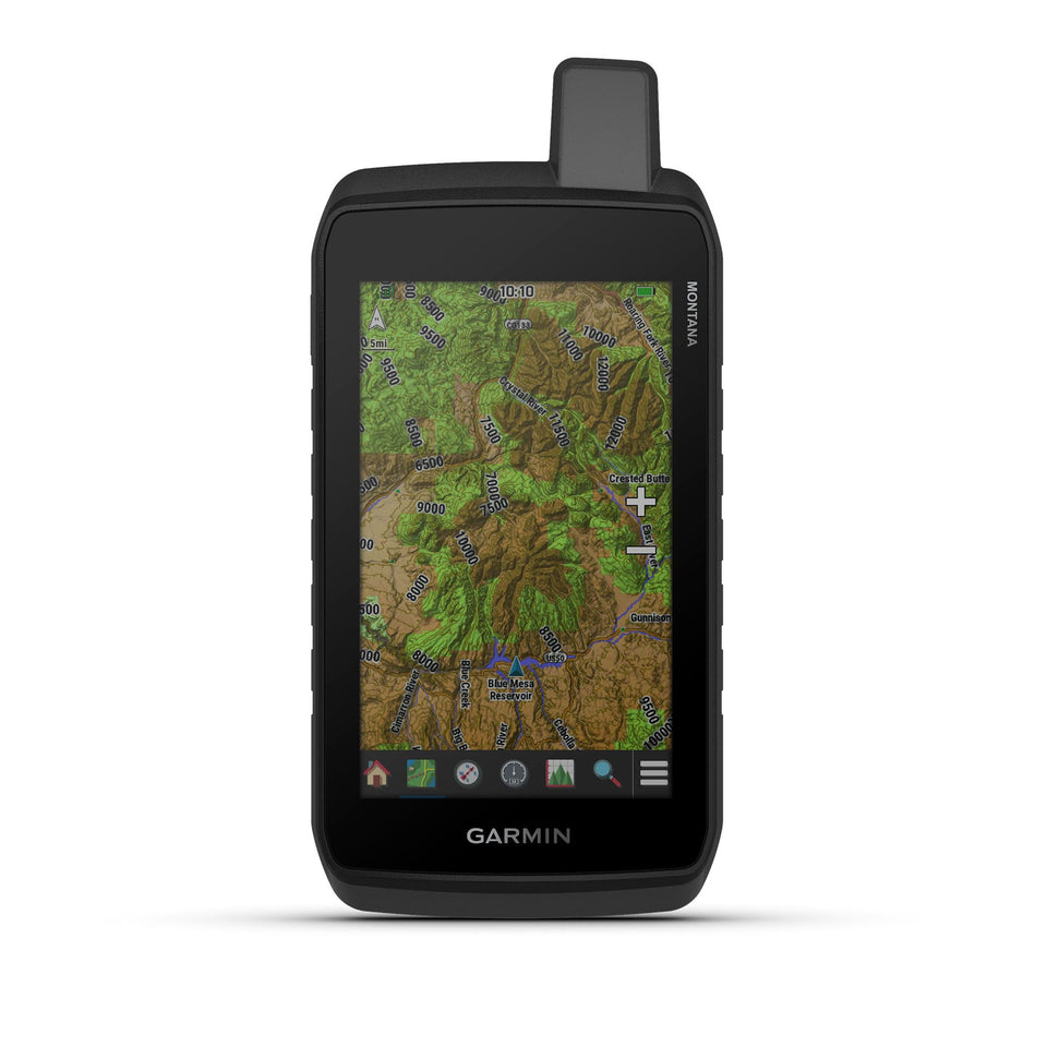 Garmin Montana 710 with a 5-inch screen, glove-friendly for trail navigation and quick viewing