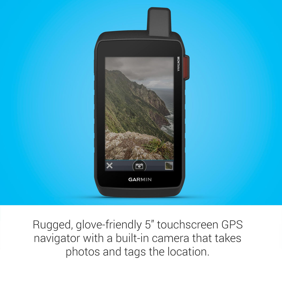 Garmin Montana 760i 8MP camera tags locations to mark paths.
