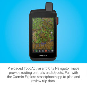 Garmin Montana 760i extended battery supports long expeditions in GPS mode.
