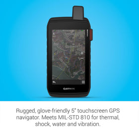 Garmin Montana 710i 5-inch touchscreen for glove-friendly navigation.