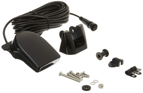 Garmin plastic transom mount transducer for depth and temperature readings.