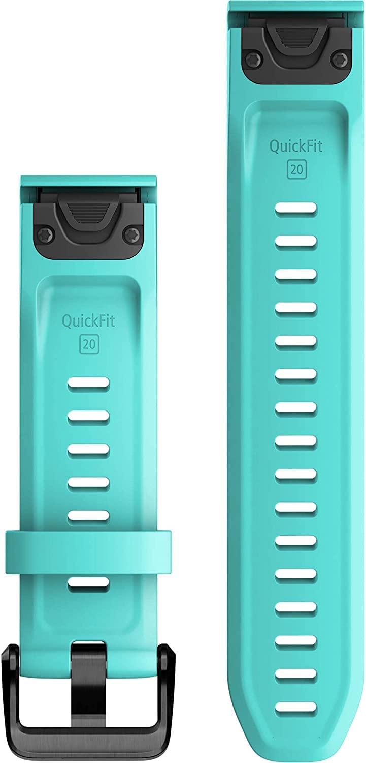 Garmin QuickFit 20 Aqua band worn on wrist during run demonstrating comfort and secure fit
