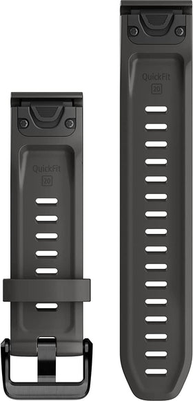 Garmin QuickFit 20 graphite close-up of silicone texture and sturdy buckle