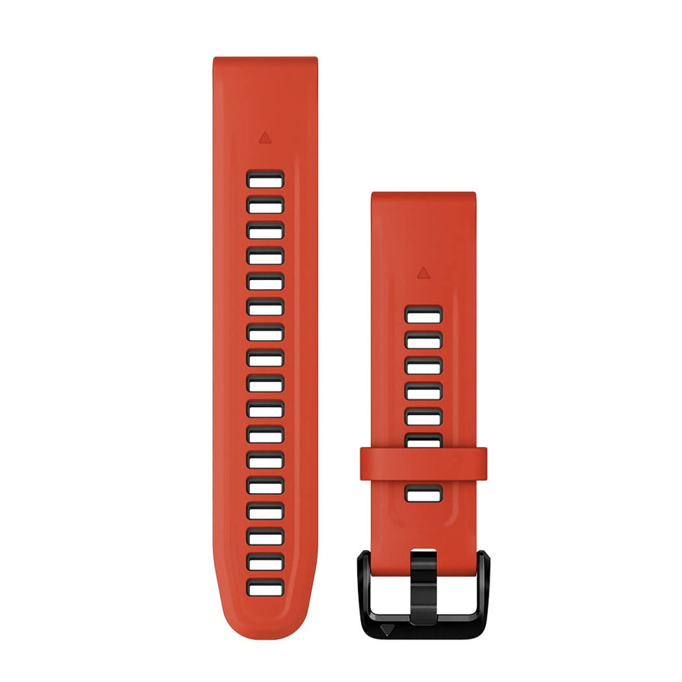Garmin QuickFit flame red band front view shows vibrant color and secure fit