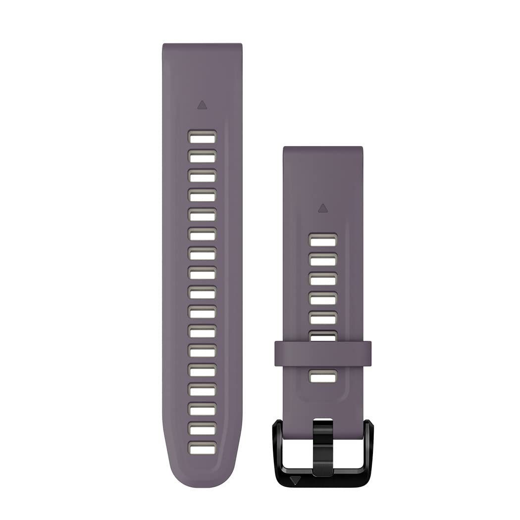 Garmin QuickFit band front view showing deep orchid and light sand, easy style swap
