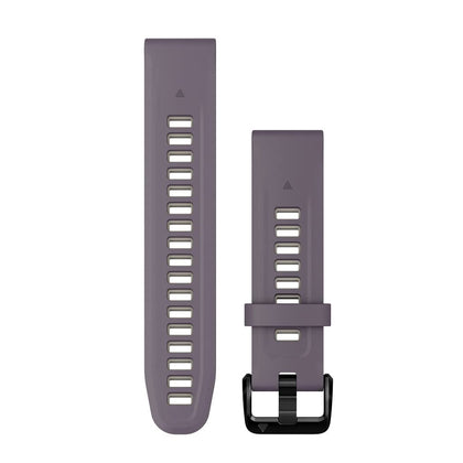 Garmin QuickFit band front view showing deep orchid and light sand, easy style swap