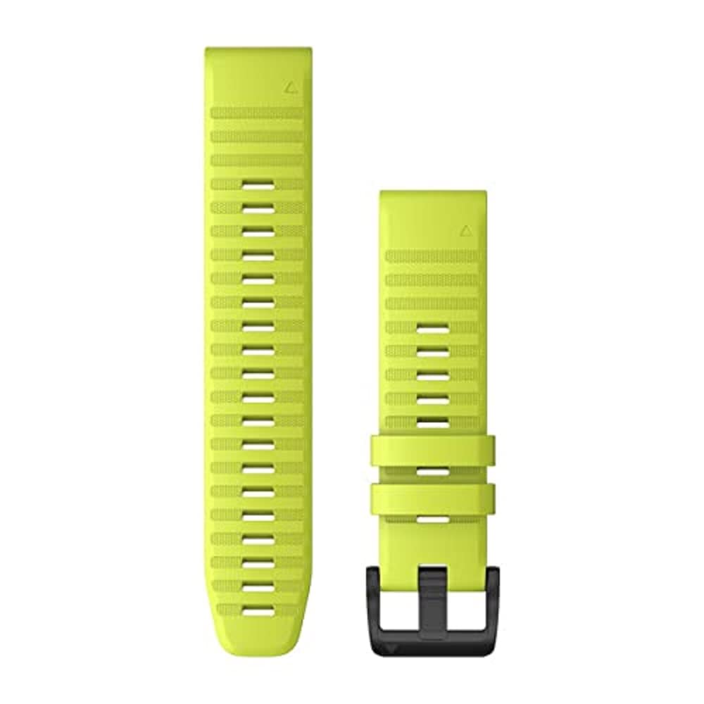 Garmin QuickFit 22 front view showing amp yellow band and snap-fit buckle for quick changes