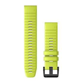 Garmin QuickFit 22 front view showing amp yellow band and snap-fit buckle for quick changes