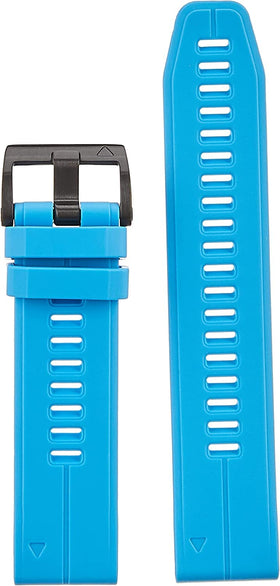 Garmin QuickFit 22 cyan blue silicone front packaging showing product and secure fit